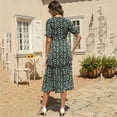 thumbnail image 5 of Gibobby Vestido Casual para Mujer Mujeres Casual Fashion vestido Floral imprimió Bohemia V cuello elegante Sexy vestido A Line manga corta Casual Mid(Verde,M), 5 of 5