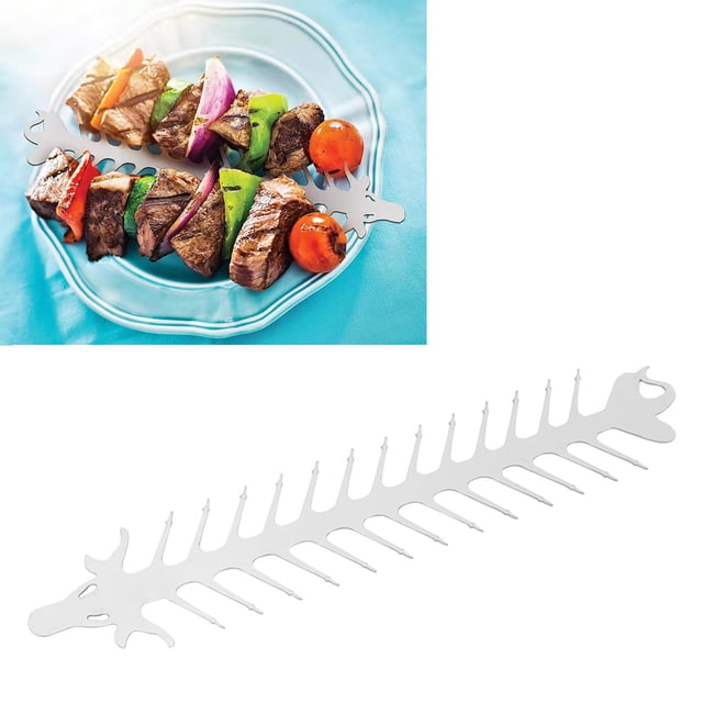 Brochetas De Barbacoa Reutilizables De Acero Inoxidable Para Acampar En La Cocina, Brochetas De Doble Punta Con Cabeza De Animal, Fáciles De Voltear, Mano De Obra Fina, Amplia