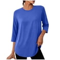 thumbnail image 3 of Loopsun Womens 3/4 Sleeve Fall Tops Fashion Solid Crew Neck Sports Casual Pullover Shirts, 3 of 5