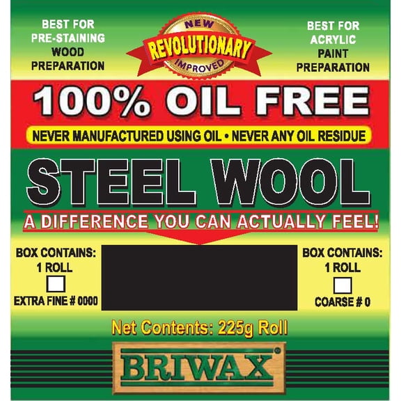 Briwax Extra Fine Steel Wool Gray 225g Roll Grade #0000 1 Piece for Wood Polishing & Cleaning
