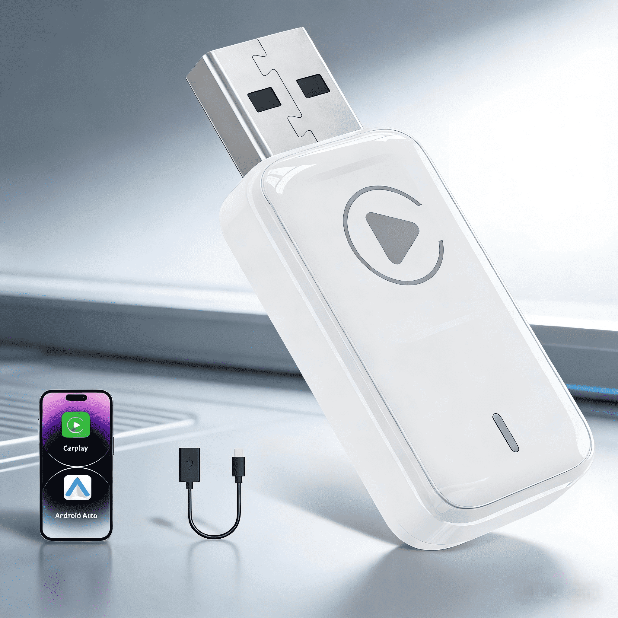 Adaptateur Compact Stable Voiture Adaptateur Audio Sans Fil 3 En 1 Pour CarPlay Intelligent, Lien Miroir Pour Android Auto Avec WiFi 5 GHz Et Bluetooth 5.0, Connexion Rapide Et Stable, Mini Adaptateurs