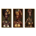 thumbnail image 2 of Designart "Modern African Beauty in Cultural Attire II" African American Woman Framed Wall Art Set Of 3 - Brown Woman African American Frame Gallery Wall Set For Home Decor, 2 of 6