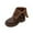 Brown, variant on Womens Stacked Sole Boots Winter British Style Ankle Booties with Adjustable Buckle Two Way Wear Foldable Boots for Streetwear Brown