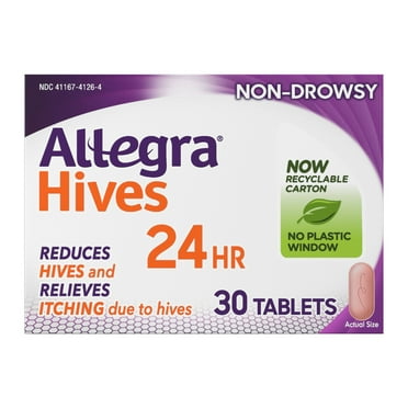 Allegra Hives 24-Hour Antihistamine Tablets, Non-Drowsy Hive & Itch Relief, 180 mg, 30 Count