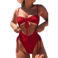 thumbnail image 3 of Gibobby Trajes de Baño Mujer Completos Bikini Set Women Swimwear Up Bathing OnePiece Traje de venda Empuje acolchado Swimswears Tankinis Set(Rojo,CH), 3 of 5