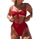 thumbnail image 3 of Gibobby Trajes de Baño Mujer Completos Bikini Set Women Swimwear Up Bathing OnePiece Traje de venda Empuje acolchado Swimswears Tankinis Set(Rojo,G), 3 of 5
