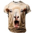 thumbnail image 4 of Men's Funny 3D Animal Print T-Shirt Novelty Crazy Sheep Graphic Tees Short Sleeve Crewneck Casual Summer Pullover Tops for Party and Daily Wear, 4 of 5