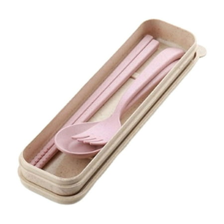 LEHOZIHEQ Travel Utensils Set with Case, Portable Cutlery Set, 3 Sets Wheat Straw Utensils, Reusable Spoon Knife Forks Tableware