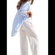 thumbnail image 4 of Camisas de Mujer con Botones, Blusas Casuales de Larga con Cuello Alto y Estilo Boyfriend Rayas Azules M, 4 of 9