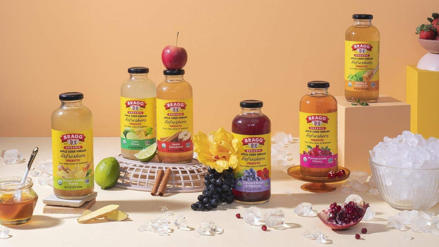 (Pack Of 12) Bragg Beverage Organic Apple Cider Concord Grape and Hibiscus 16 Oz