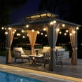 thumbnail image 3 of 10'x12'/10'x13' Hardtop Gazebo, Outdoor Polycarbonate Double Roof Canopy, Aluminum Frame Permanent Pavilion with Curtains and Netting, Sunshade for Garden, Patio, Lawns, 3 of 8