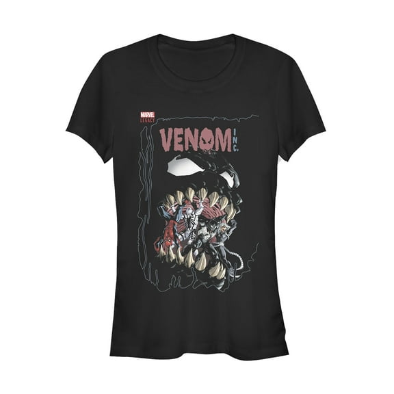 Junior's Marvel Legacy Venom Teeth  Graphic Tee Black Medium