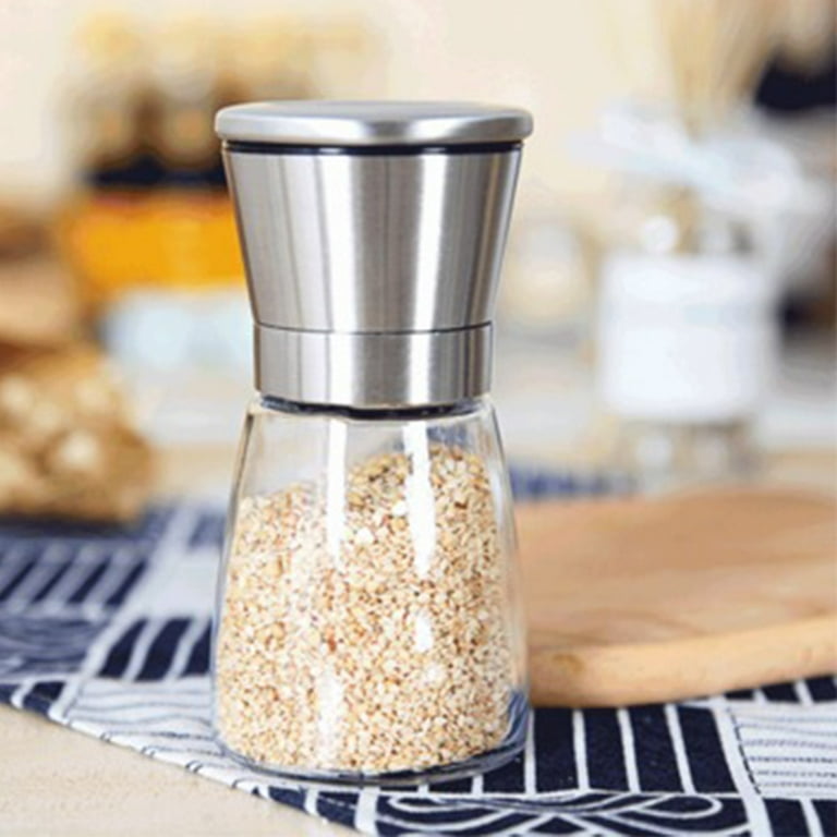 Stainless Steel Salt Pepper Grinder Tall Glass Sea Salt & Pepper