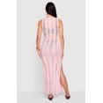thumbnail image 3 of Women's Crochet Shadow Stripe Side Slit Maxi Dress, 3 of 3