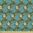thumbnail image 2 of Ambesonne East Fabric by the Yard Upholstery, Ethnic Japanese Fish Pattern, 1 Yard, Dark Turquoise Multicolor, 2 of 5