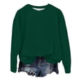 thumbnail image 4 of WEIWEN Crewneck Sweatshirt for Women Loose Fit Ocean Life Sea Whale Beach 90s Vintage Graphic Long Sleeve Shirts for Women Dressy Casual Fall Sweaters Womens Clothes Dark Green, S, 4 of 5