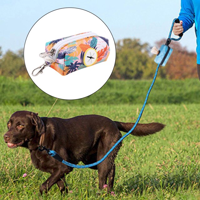Bolso de residuos para mascotas Poops de perro soporte para perros, con portador de bolsas reutilizable con recipiente con cremallera para accesorios Naranja colorida