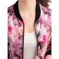 thumbnail image 4 of INSPIRE CHIC Blouson Bomber Court à Imprimés Floraux pour Femme, Col Montant, Fermeture Éclair, Fête de la Saint-Patrick, Fuchsia, TP, 4 of 7
