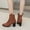 Brown, variant on HKEJIAOI Booties for Women Women's Plus Size Fashion Stone Grain Point Toe Thick Heel Boots Zipper Booties