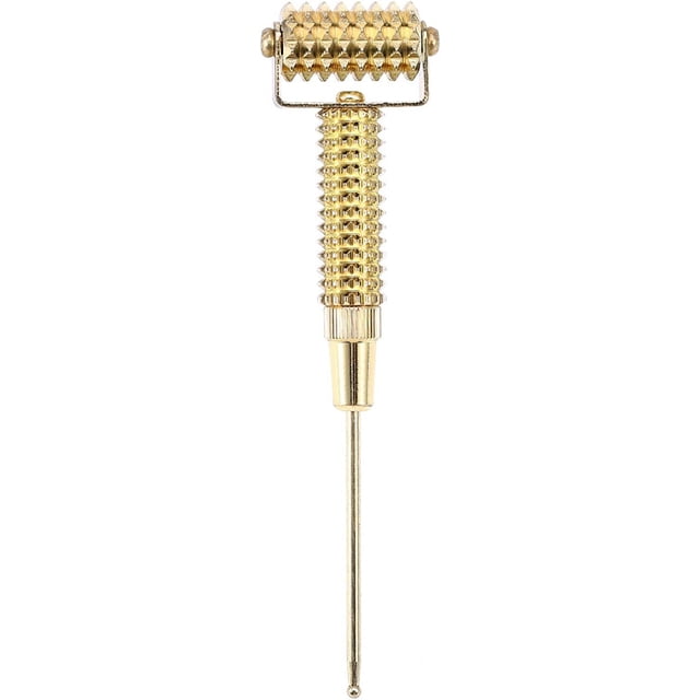 Rodillo de masaje facial, rodillo de microaguja multifuncional con punto de acupuntura para masaje corporal, de orejas y facial (dorado) JM