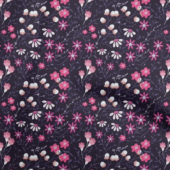 oneOone Polyester Spandex Purple Fabric Leaves & Flower Quilting Supplies Print Sewing Fabric By The Yard 56 Inch Wide-SX