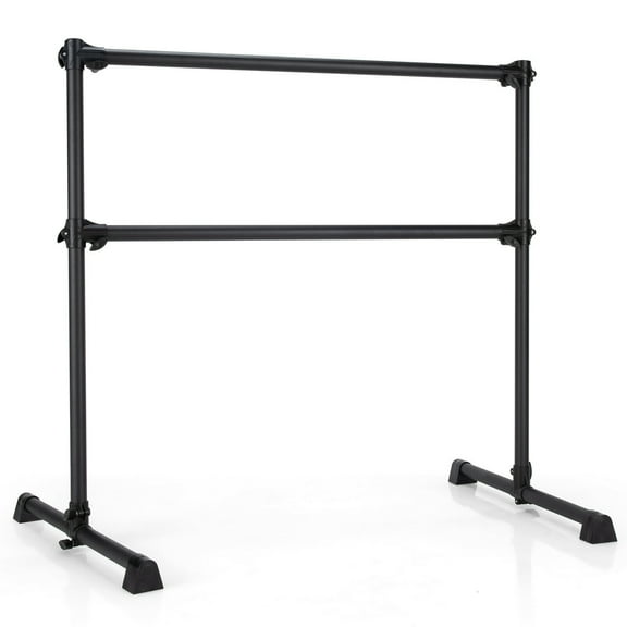 Gymax Portable 4FT Double Freestanding Ballet Barre Dancing Stretching Black