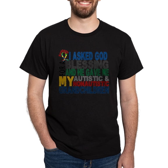 CafePress - Blessing 5 Autistic & Nonautistic Grandchildren Da - Men's Classic Graphic Cotton T-Shirt