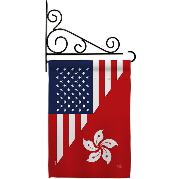 Us Hong Kong Friendship Flags Of The World Impressions Decorative Vertical 13 X 18 5 Double Sided Garden Flag Set Metal Fansy Wall Bracket Hardware Walmart Com Walmart Com