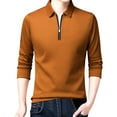thumbnail image 2 of Mens Polo T Shirts Long Sleeve Quarter Zipper Tee Shirt Basic Yellow Mens Golf Shirts, 2 of 6