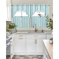 thumbnail image 5 of Teal Aqua Stripe Kitchen Curtains Sets 24 Inch Length with Valance, Gradient Geometric White Vertical Striped Swag Valances and Tiers Curtain Set Drapes Swag Curtains for Living Room, Bathroom, 5 of 6