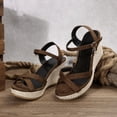 thumbnail image 5 of Wedges Heels Sandals for Women Platform Espadrilles Open Toe Buckle Ankle Strap Bride Wedding Dressy Pumps Shoes Coffee Size 7, 5 of 8