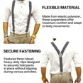thumbnail image 3 of GASTROPOD Suspenders for Men Elastic Polyester Strap Adjustable Length Suspenders for Men Heavy Duty 3 Clips Pure Color Men's Suspenders 2.5x100cm,Light Gray, 3 of 7