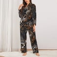 thumbnail image 2 of Pajama Sets for Women 2 Pcs, Leopard On Tree Branch Button Down Long Sleeve Sleepwear Lounge PJ Sets, 2 of 6