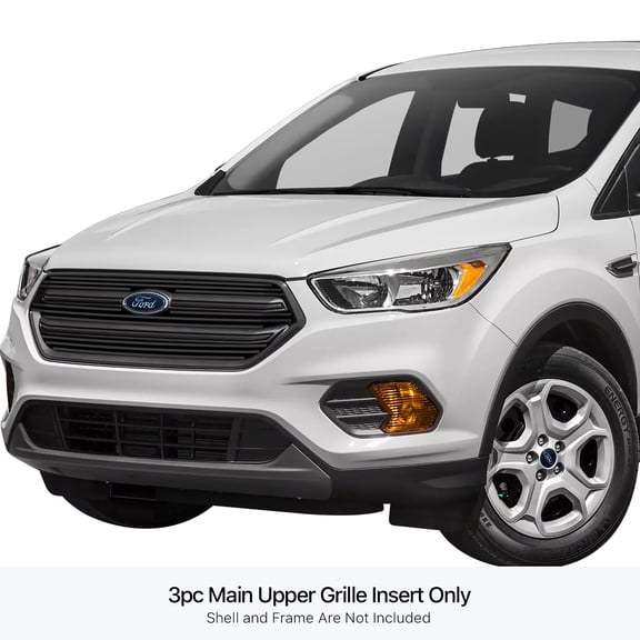 APS 2017-2019 Ford Escape Black Stainless Steel Billet Grille 8x6 horizontal billet
