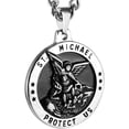 thumbnail image 1 of San Miguel Arcángel Medalla Católica Amuleto De Acero Inoxidable Pe, 1 of 5