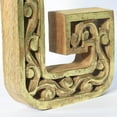 thumbnail image 5 of HANDMADE ECO-FRIENDLY "G" WOOD ALPHABET LETTER BLOCK FOR WALL MOUNT & TABLE TOP DÉCOR- , Natural-Gold Foil Color, Traditional Design, Letter Block For Study Room, Kids Room, Living Room, Hall, Offices, 5 of 5