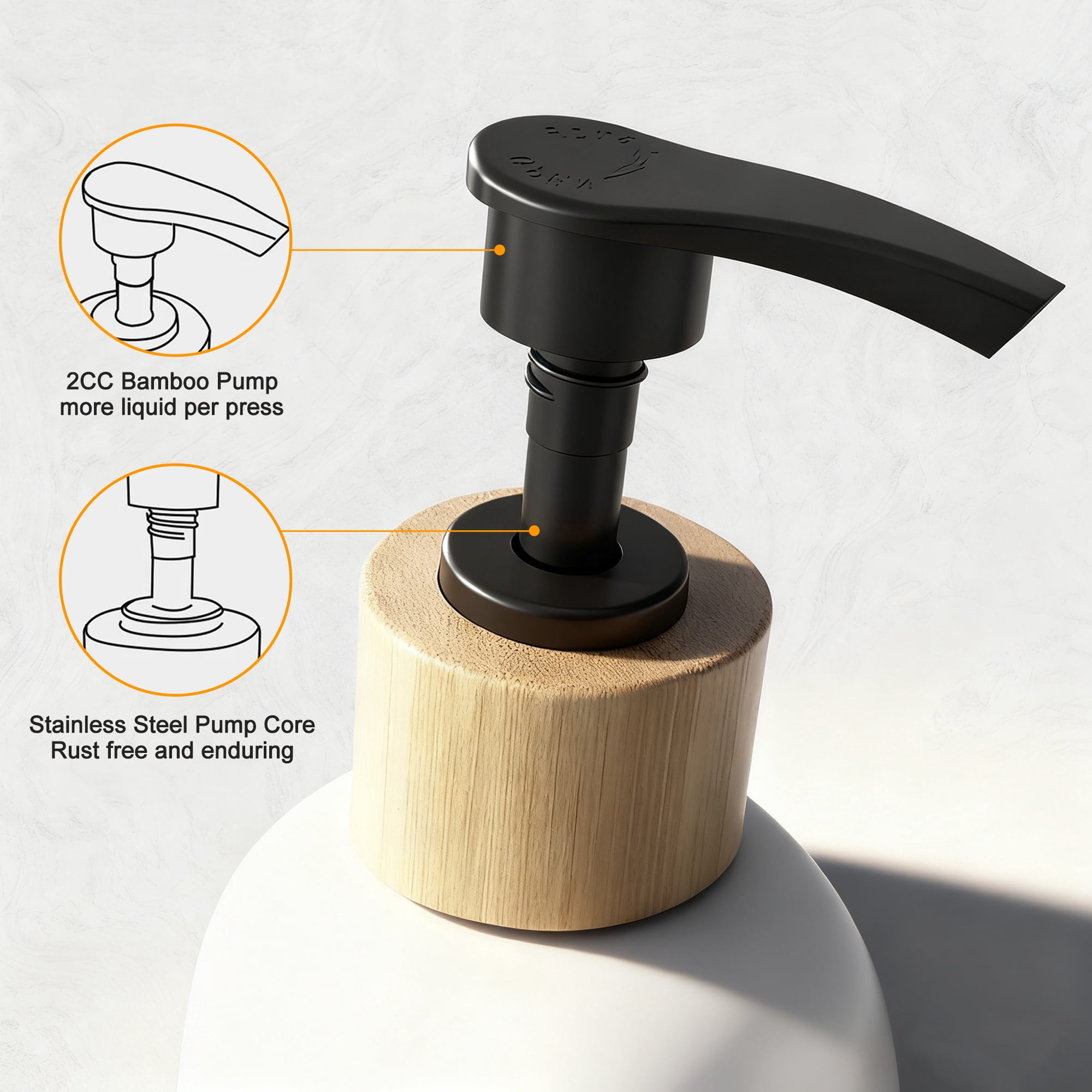 2 Pack Glass Soap Dispenser Set, Hand & Dish Soap Dispenser with Bamboo Tray & Pump, 16oz Soap & Lotion Dispenser Set for Bathroom Kitchen