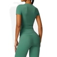 thumbnail image 5 of Women's Short Sleeve Crew Neck Top Shirts with Seamless Fit and Stretch Fabric- Medium, Green, 5 of 6