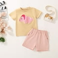thumbnail image 2 of HCNTES Boy's 2 Piece Outfit for Summer Short Sleeve Abstract Tee and Loose Fit Cargo Shorts,18-24 Months Pink, 2 of 9