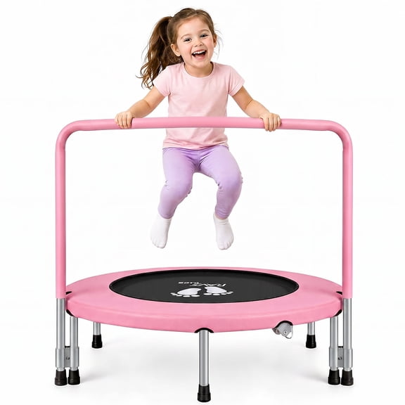 RAVS 36" Toddler Rebounder Trampoline for Kids Ages 3-6, Adjustable Foam Handle, Thick Safety Pad, Foldable, Easy Assembly