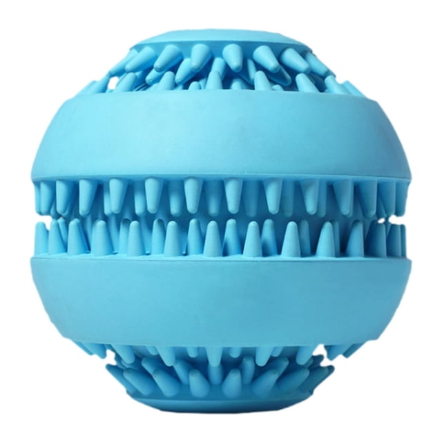 Pelota de juguete IQ para perros y gatos, juguete dispensador de comida para cachorros, juguete masticable de goma, comedero para mascotas para hacer ejercicio y jugar. azul grande