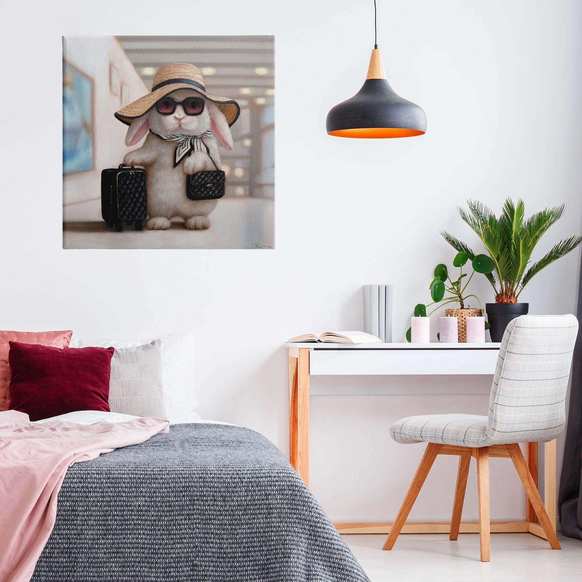 Stupell Industries Bun Voyage Traveling Rabbit Canvas Wall Art, design by Lucia Heffernan