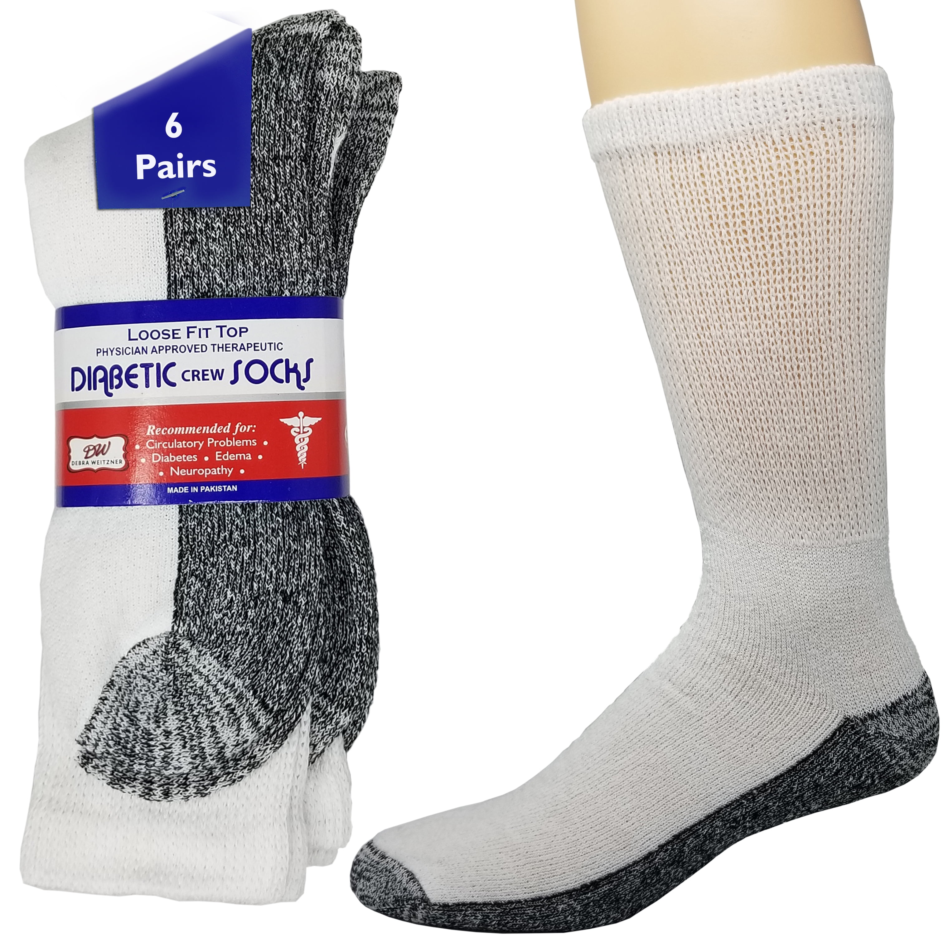 Diabetic Socks Mens Womens NonBinding Reinforced Heel Cushion Socks 6