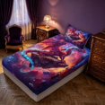 thumbnail image 2 of Manfei Neon Dragon Animals Fitted Sheet Queen,Gothic Cloud Stars Bedding,Purple,3 Pieces,1 Fitted Sheet and 2 Pillowcases, 2 of 6