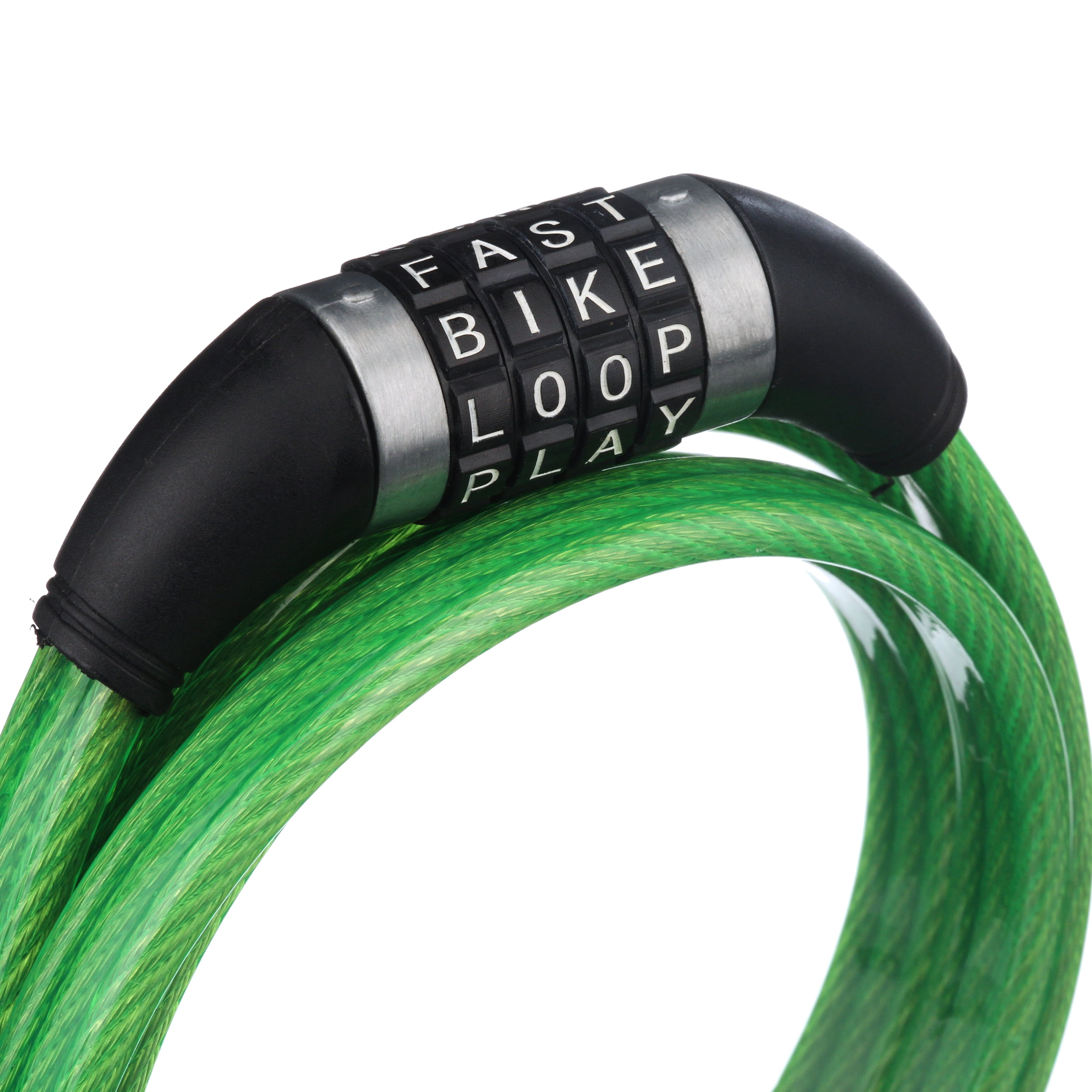 Wordlock Triple Core Bike Lock, 6ft x 12mm Resettable Steel Cable Lock, Green