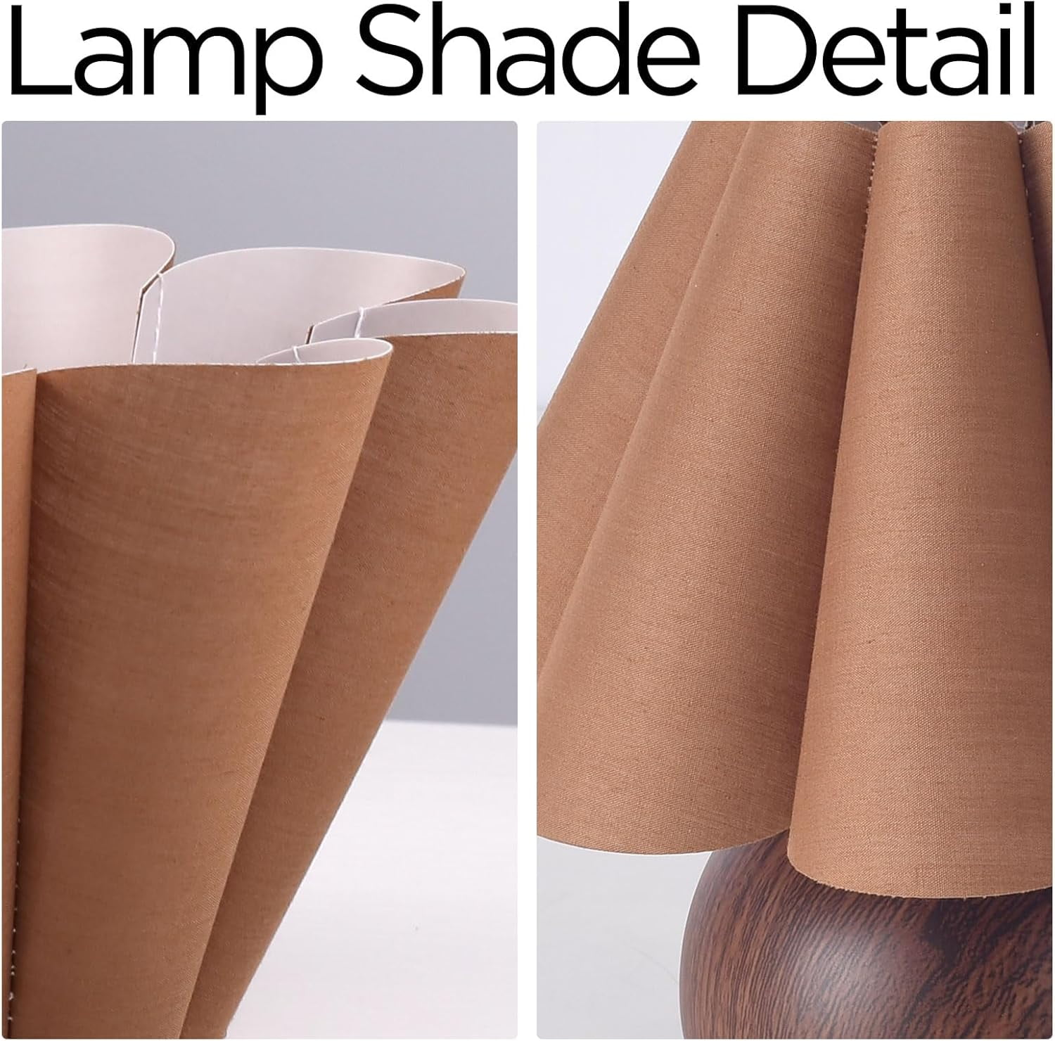 KUNJOULAM Cute Small Table Lamp, Modern Bedside Nightstand Lamp with Coffee Fabric Lampshade, Metal Base for Bedroom Home Office Decor (Without Bulb)