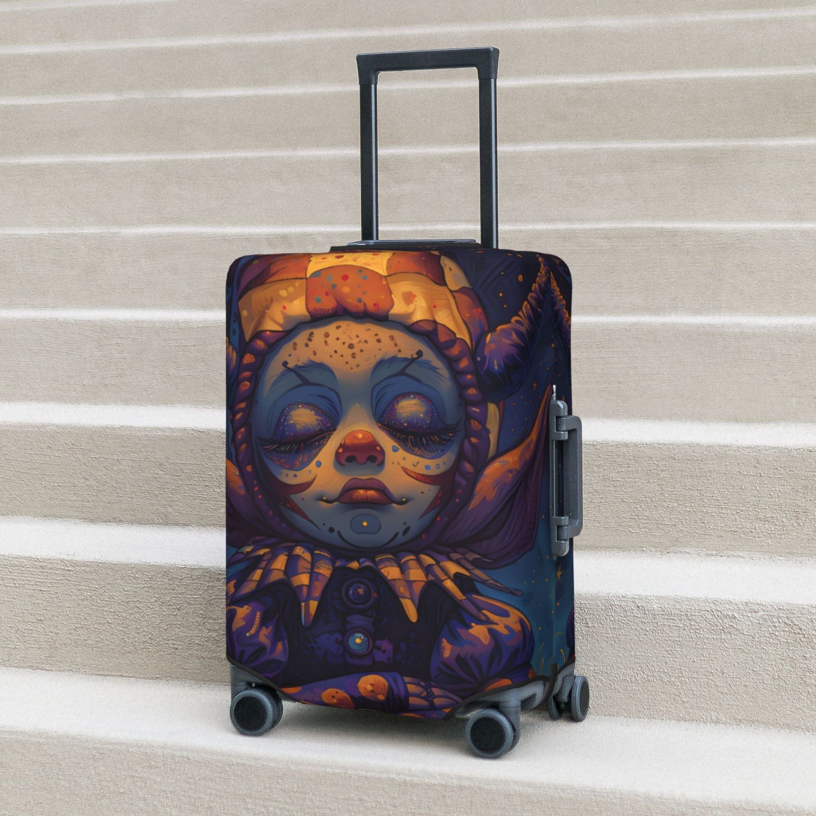 Vsdgher Dreamy Jester Under Stars Luggage Cover Suitcase Cover Protector Anti-scratch Suitcase cover Fits 18-32 Inch Luggage(No luggage included)-Large