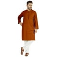 thumbnail image 5 of Atasi Indian Mens 2 Piece Kurta Pajama Set Henley NeckÂ&nbsp;Casual Long Kurta, 5 of 7