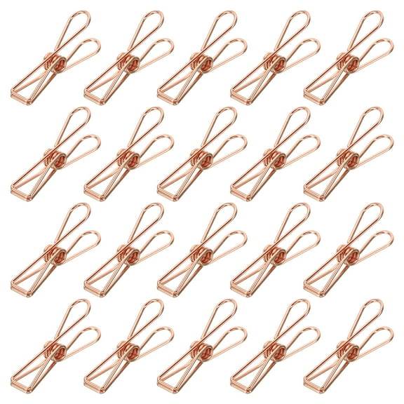 Uxcell 50 Pieces Metal Wire Hollow Out Clips 32mm Mini Binder Paper Clip Rose Gold