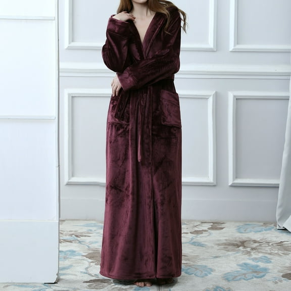 Womens Soft Pajama Clearance- Sexy Silk Satin Bathrobes Plus Size Robe Sleepwear Wine Size L